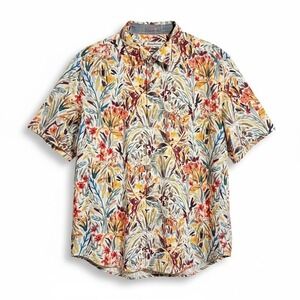 Tommy Bahama XL Silk Coolmax Short Sleeve Tropical Floral Button Down Shirt Mens